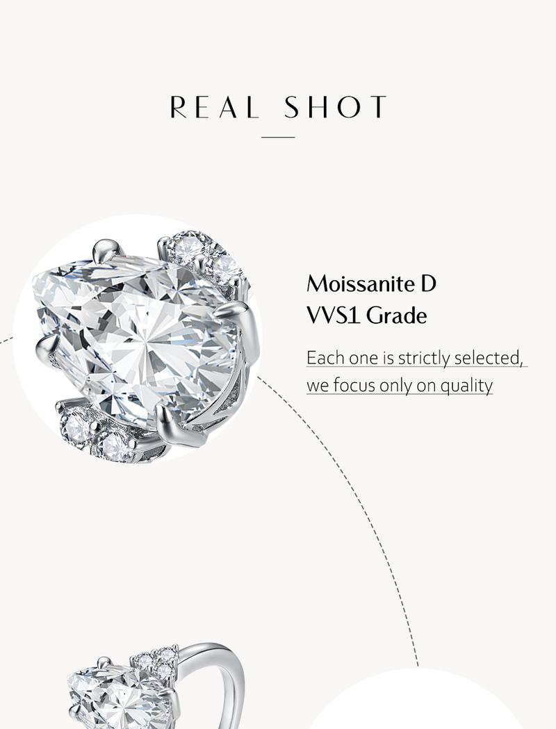 Luxury 2.0ct Synthetic Moissanite Rings for Women D VVS1 Pear Shape Engagement Wedding Fine Jewelry Gift R118