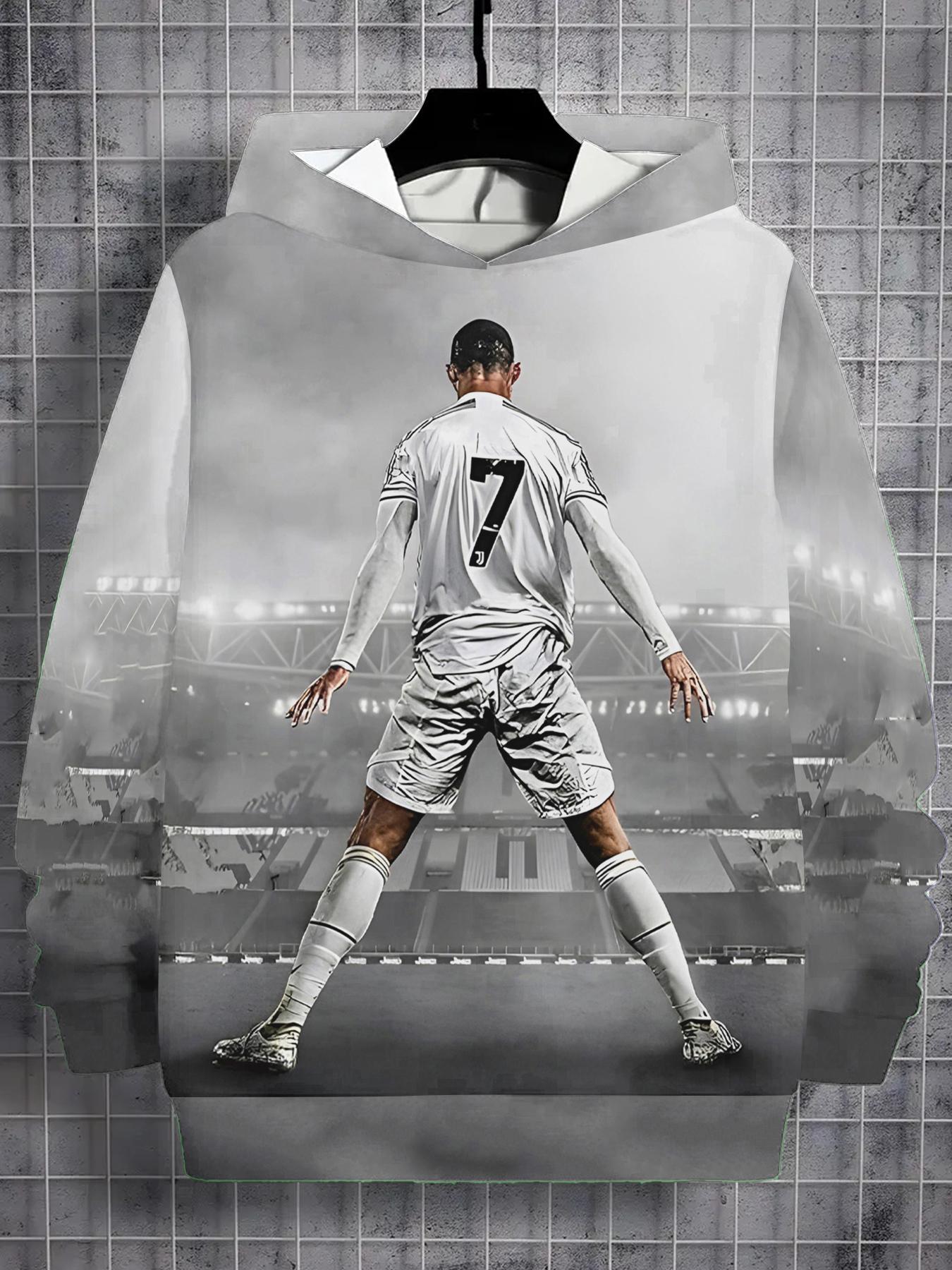 Teenage Football Jersey with Player Graphics, Casual Fitted Sportswear for Fall & Winter, Durable Random Print Design, Sports Clothing