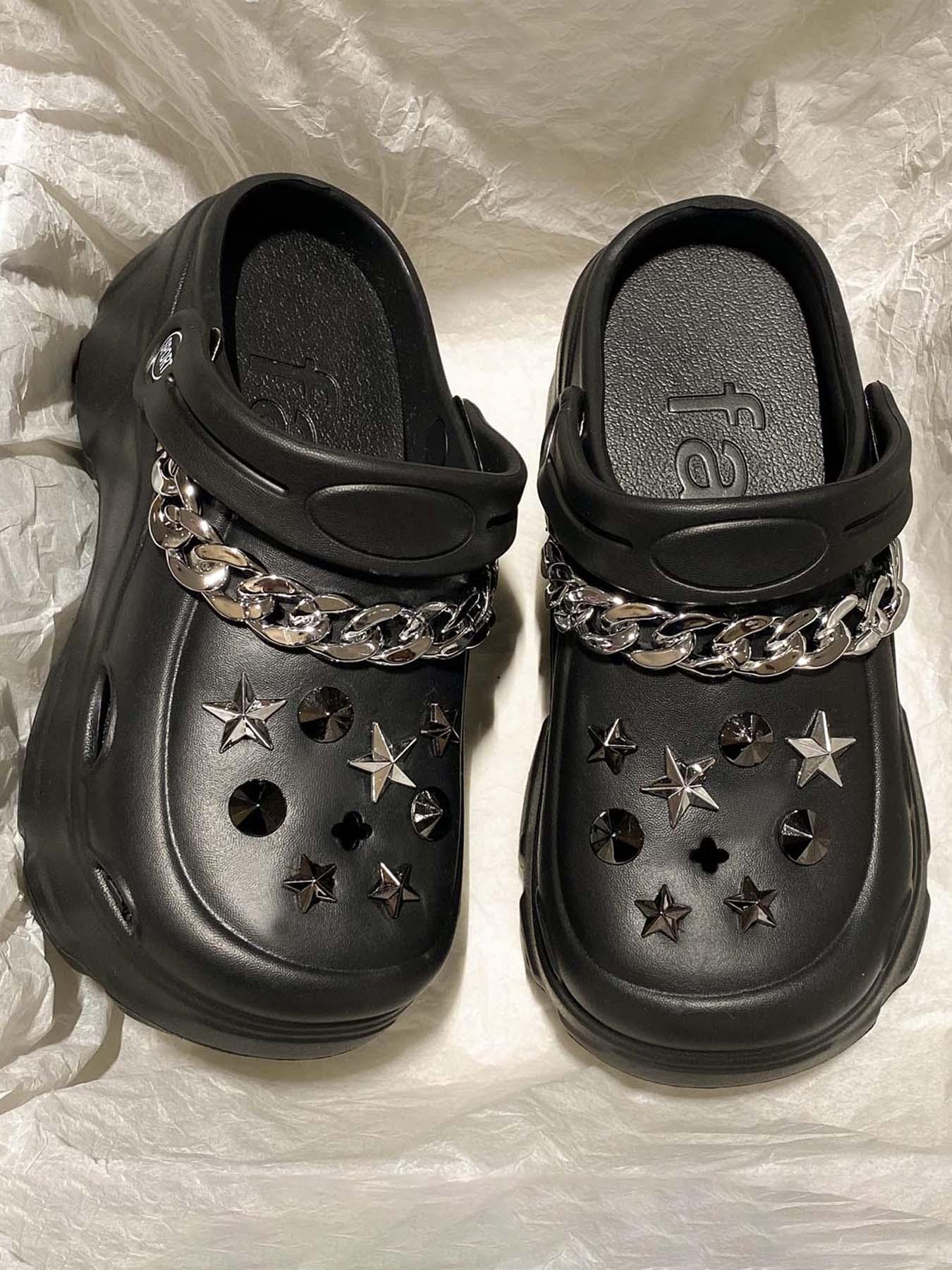 Women's Summer Y2K Cyberpunk Style Open-Toe Holey Shoes, Eva Thick Sole Heel Boosters, Comfortable Beach Sandals for Outdoor Wear