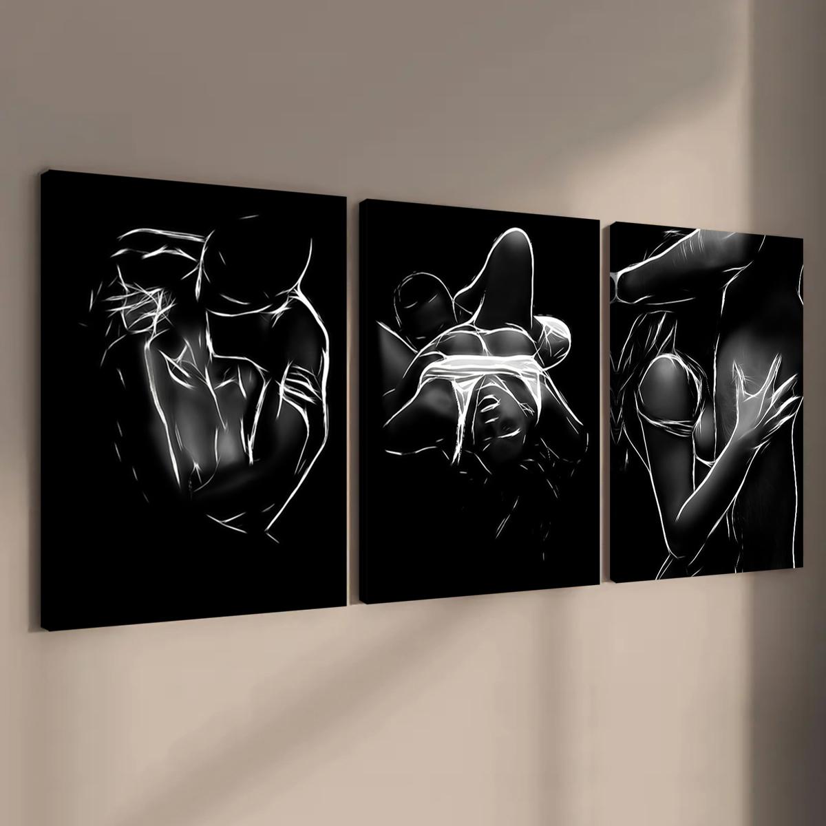 3-Pack Unframed Canvas Art, Abstract Human Body Poster, Romantic Decor, High-Definition Waterproof Print, Modern Home Decoration