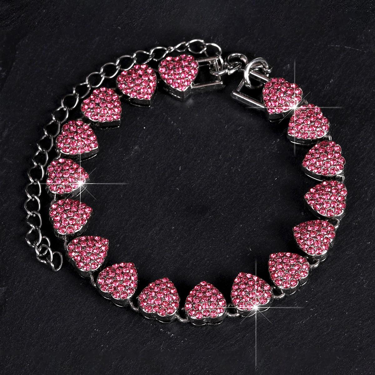 Best-selling heart-shaped multi-color bracelet with diamonds, high-end creative personalized fashion alloy wrist jewelry