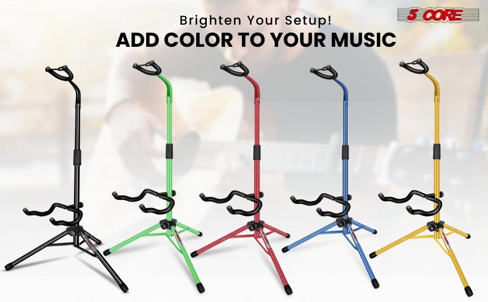 5Core Guitar Stand Pair Floor Folding Soporte Para Guitarra - Acoustic Electric Bass GSH HD 2PK