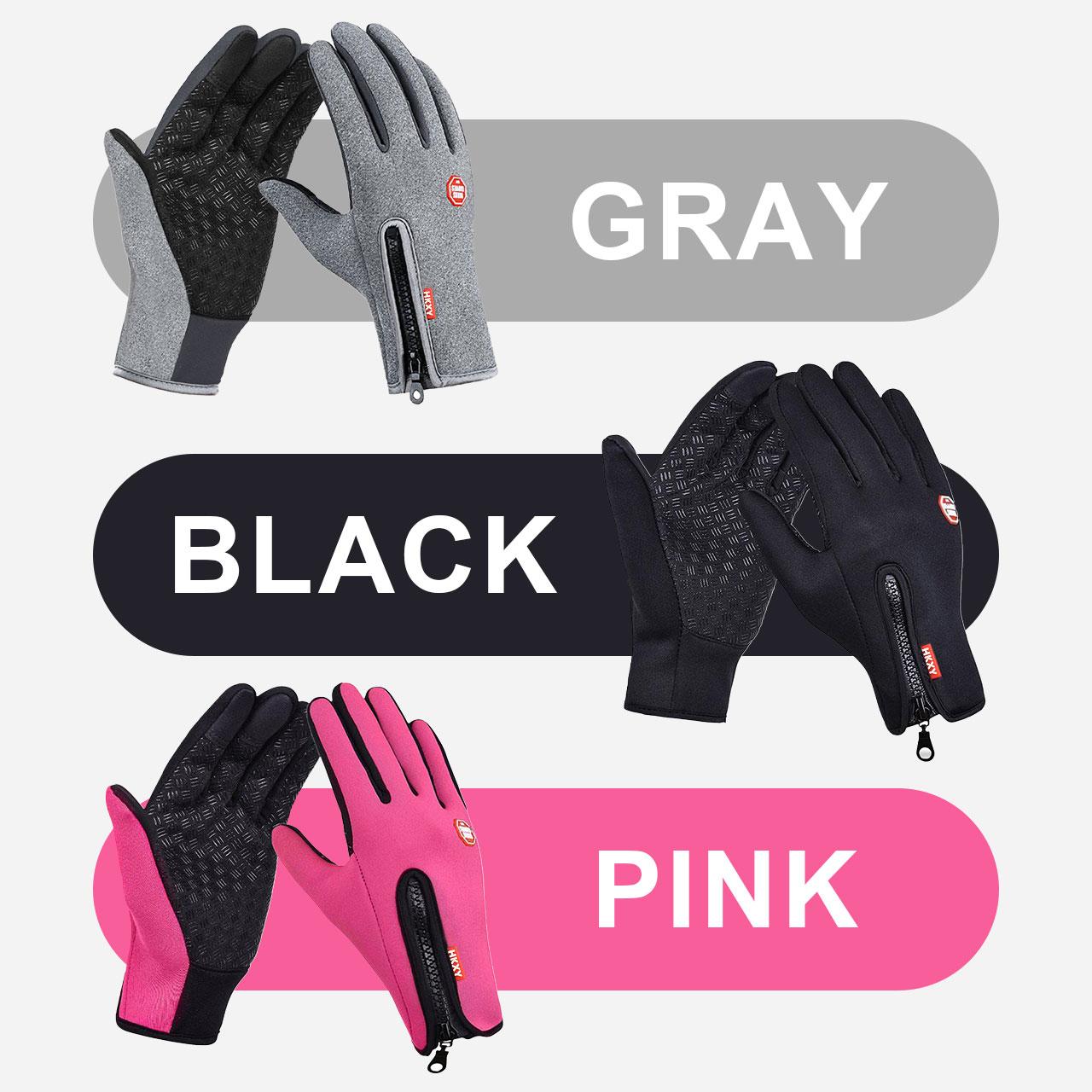 Winter Warm Touch Screen Gloves for Men & Women Windproof Waterproof Cycling Fishing Outdoor Work Sports Black Gray Pink Hand Cover with Touchscreen Fingers & Anti-Slip Palm