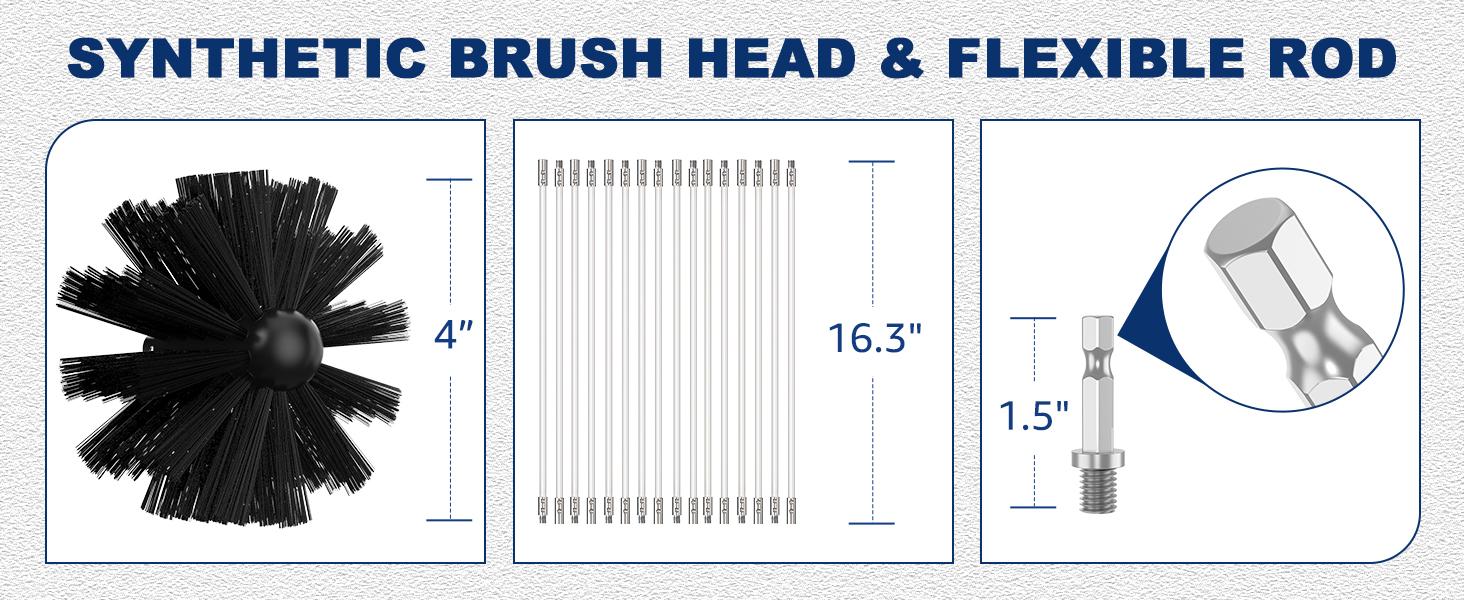 Sealegend 30 Feet Dryer Vent Cleaner Kit,Lint Remover Fireplace Chimney Brushes,Extends Up to 30 Feet with Drill Attachment,Synthetic Brush Head,Use with or Without a Power Drill
