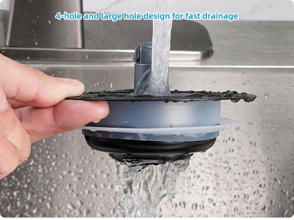 Hibbent Upgraded Stainless Steel Kitchen Sink Drain Strainer Stopper Kits, 3-in-1 Pop Up Sink Stopper, Clog-Free Basket Sink Strainer, Food Catcher for Standard 3-1/2 Inch Kitchen Sinks, food catcher