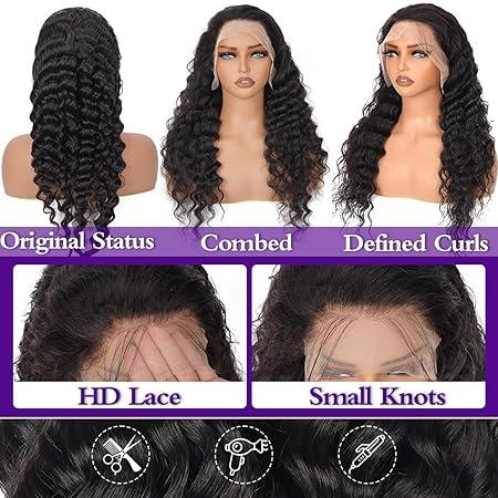 Bling Hair 30 Inch Water Wave Style 13x6 Lace Transparent Lace Front Wigs Human Hair Pre Plucked for Women with Baby Hair