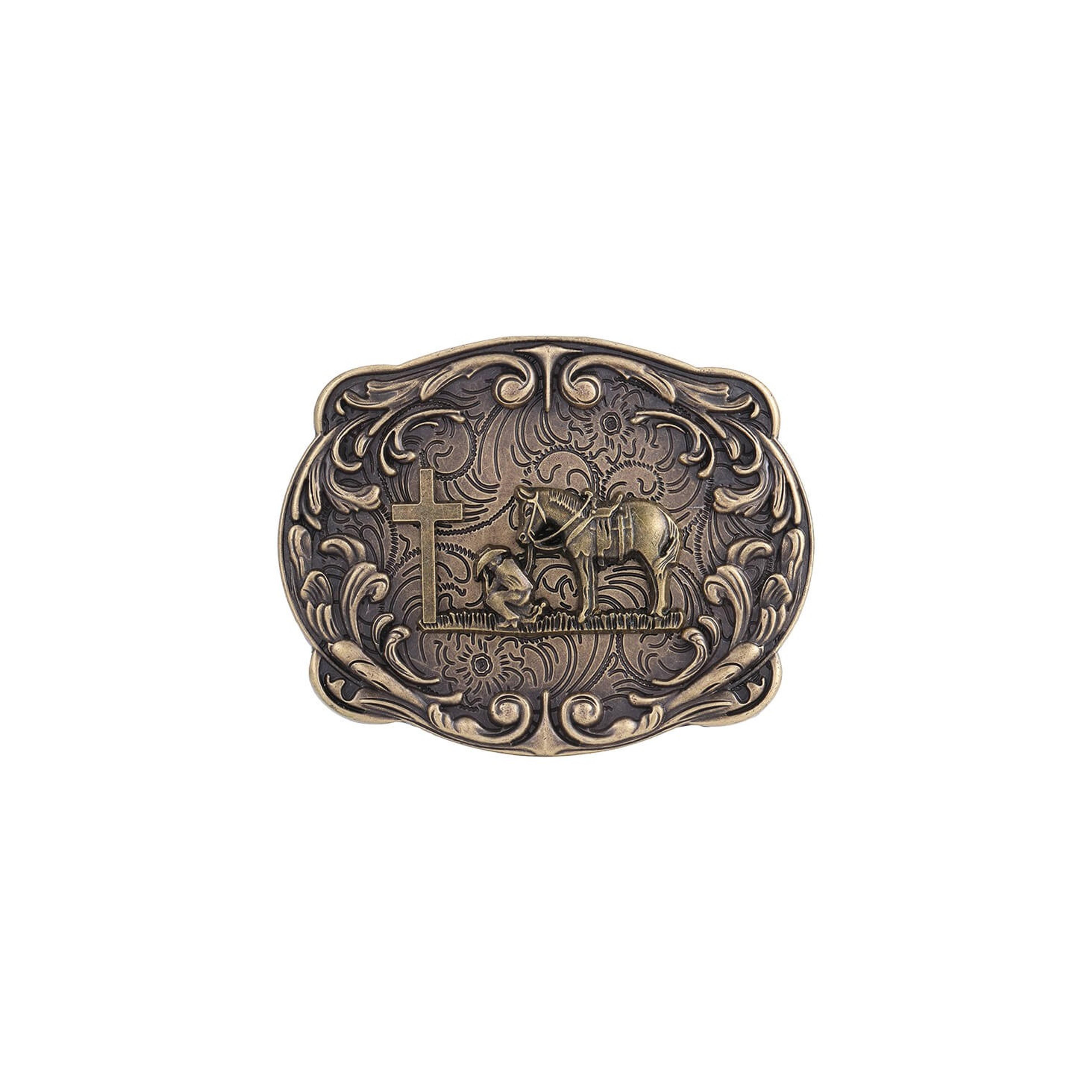 Western Cowboy Vintage Rodeo Cross Prayer Horse Belt Buckle Men(Gift)