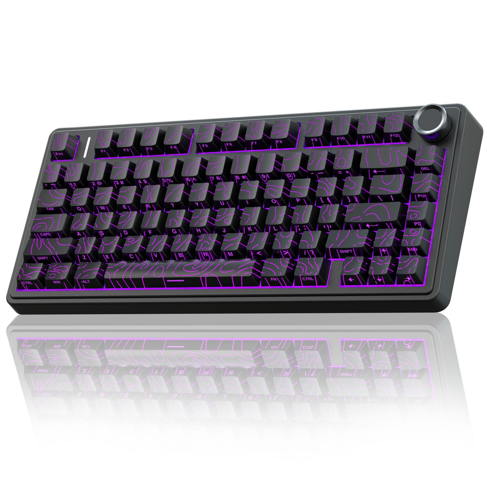 [New Coulor]AULA F75 Pro Wireless Mechanical Gaming Keyboard,75% Gasket Hot Swappable Custom Keyboard,RGB Backlit,Pre-lubed Reaper Switches,Side Printed PBT Keycaps,2.4GHz/USB-C/BT5.0 PC Accessories Office Creamy Budget Keyboards TikTokShopfalldealsforyou