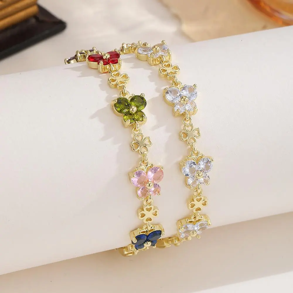 Colorful Butterfly Bracelet, Exclusive Design Flower Charm, Elegant Floral Jewelry, Everyday Versatile Wear, Chic Fashion Accessory