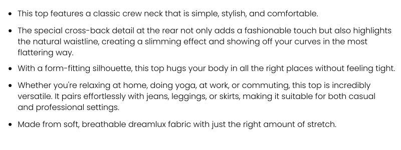 Colorfulkoala Women's Dreamlux Cross-Back Crew Neck Top with Short Sleeves Form-Fitting Athletic Shirt