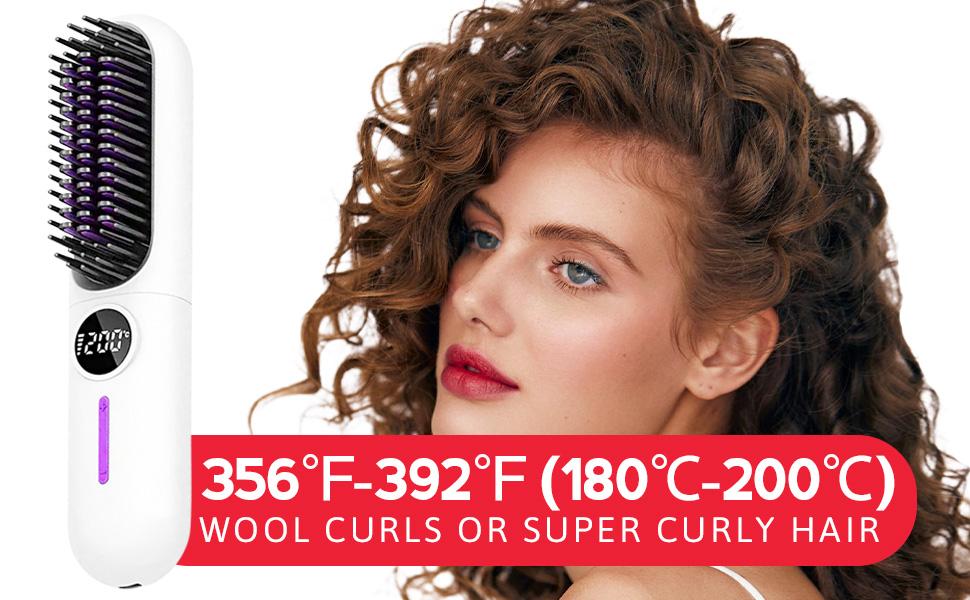 10 Count Wireless Hair Straightening Comb Kit Portable Fast Heat Adjustable Thermal Brush Cordless Straightener Heated Curler Lightweight