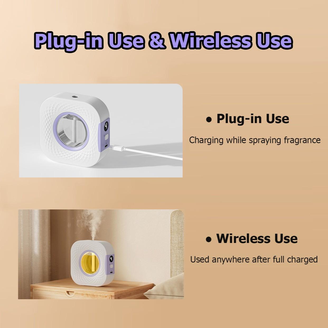 Automatic Timer Aroma Spray Machine, Rechargeable Essential Oil Diffuser, 4 Spray Modes, Multi-Scene Use