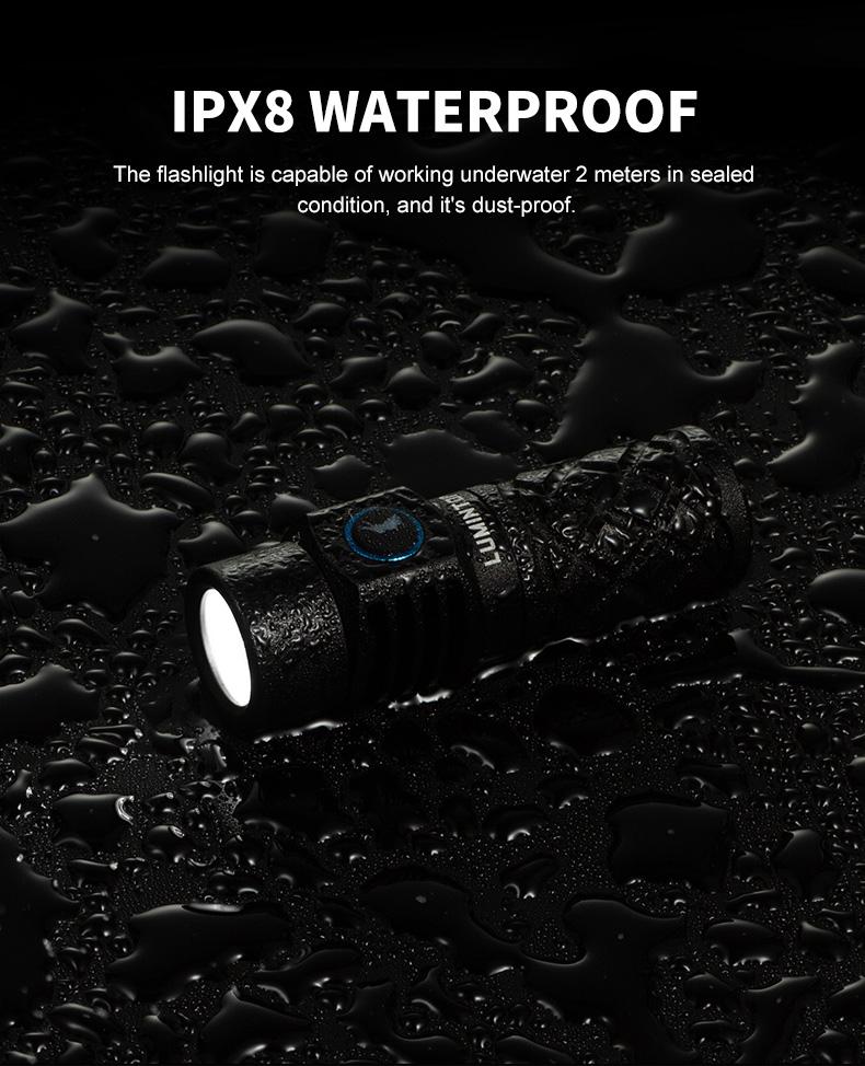 LUMINTOP Thor Mini LEP Flashlight 700 Meter Ultra-Long Range Mini Spotlight Flashlight 18350 Rechargeable Battery Ultra-compact and Lightweight Night Light Ring IPX8 Waterproof LEP Flashlight.