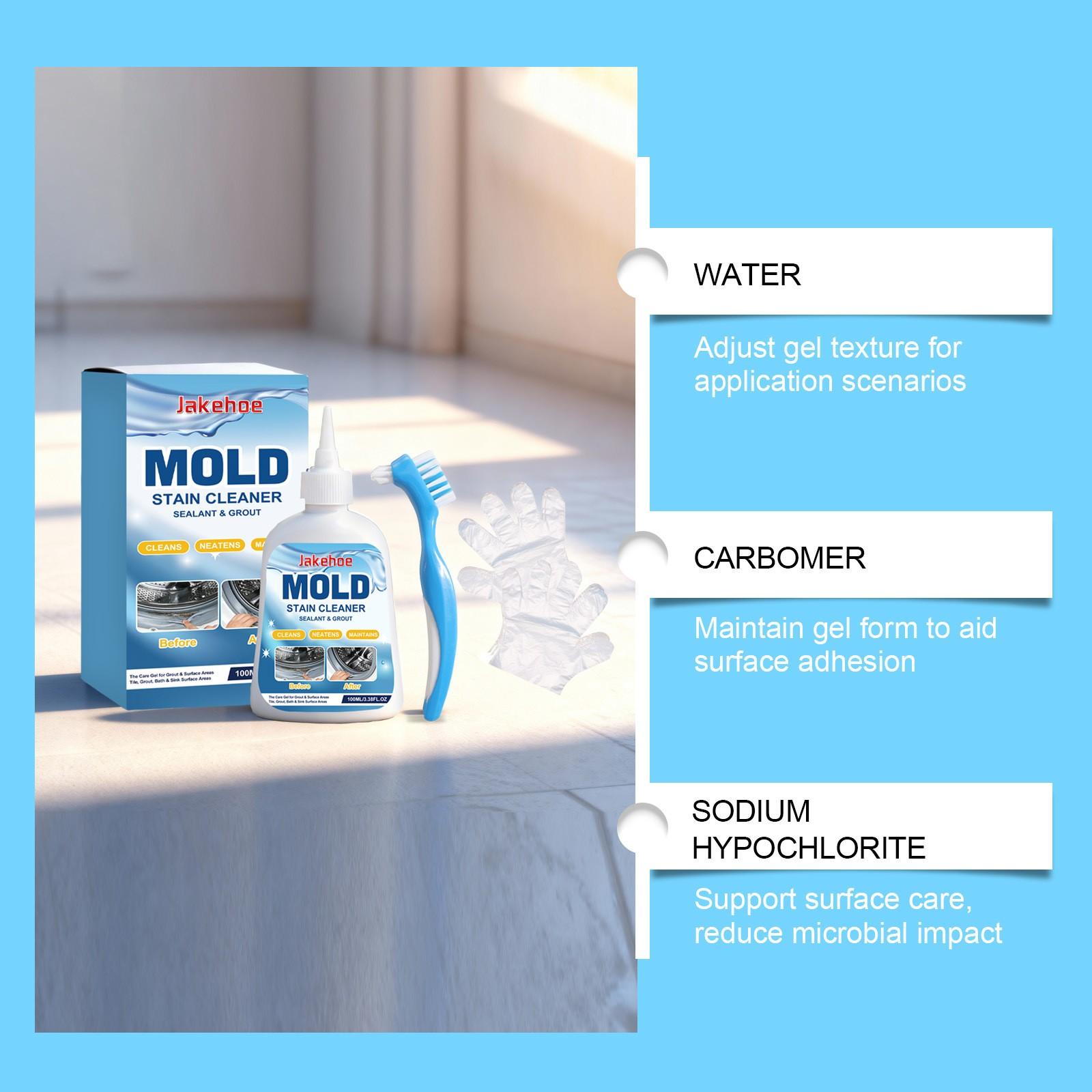 Jakehoe Mold Remover Gel for Bathroom Tiles, Washing Machine Seals, Home Gaps, Effective Cleaning Gel, Easy to Use, Long-Lasting Results