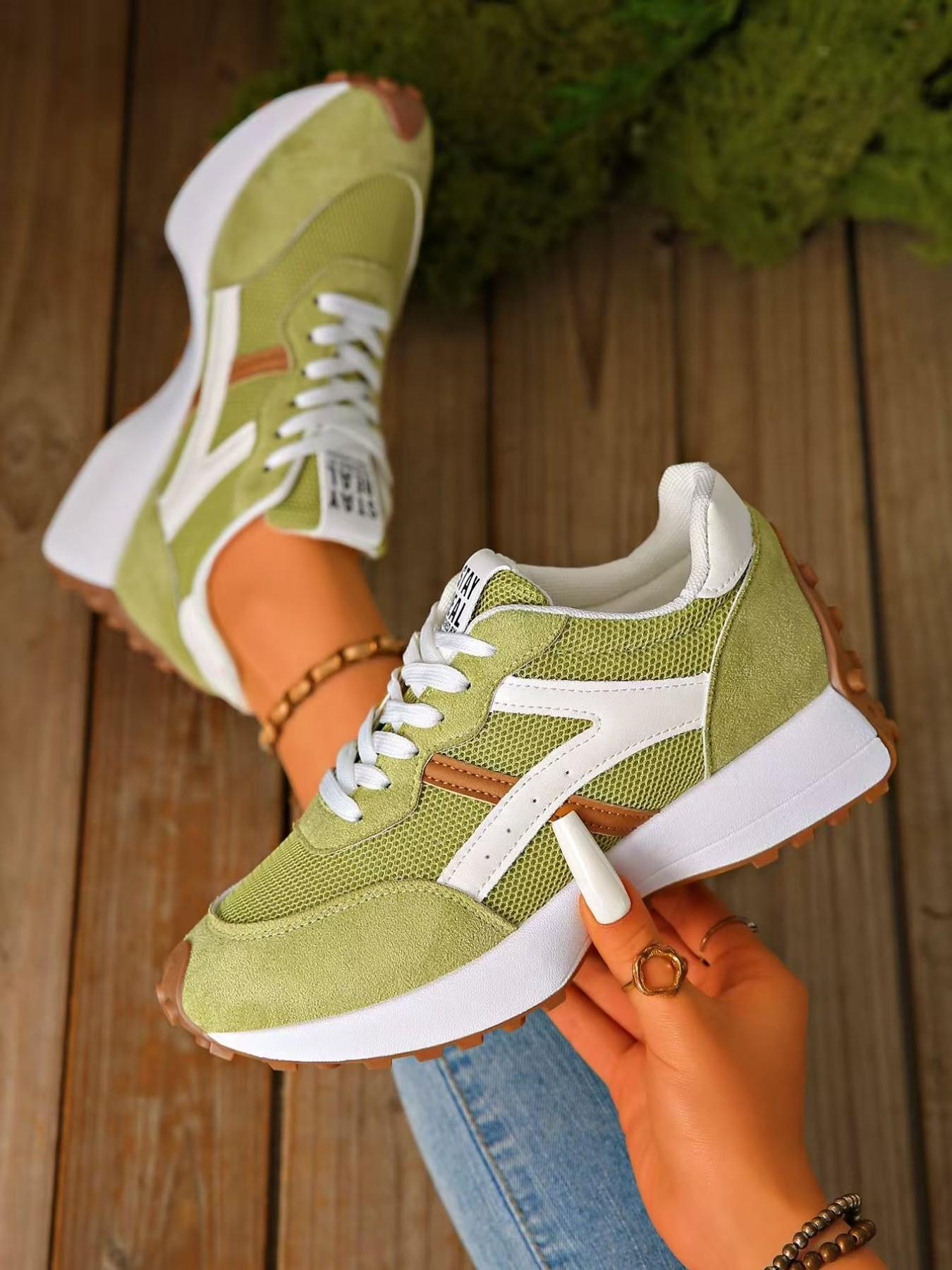 Women's Fashion Colorblock Sports Shoes, Trendy Running Shoes, Breathable Mesh Running Shoes, Comfortable Support, Casual Height-Boosting Sneakers, Ideal for Walking and Exercise