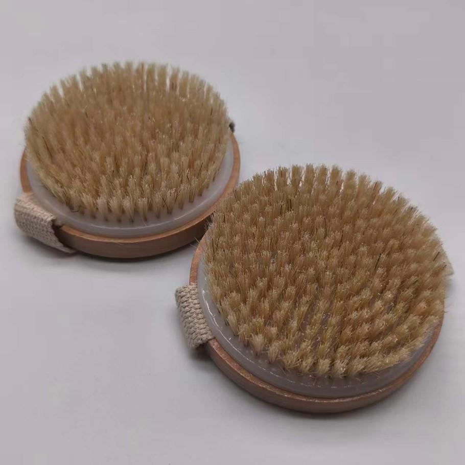 Solid Wood Pig Bristle Bath Brush, Body Dry Brush, Skin Cleaning Brush, Massage Fat Brush, Exfoliating Bath Brush, Natural Hair Brush