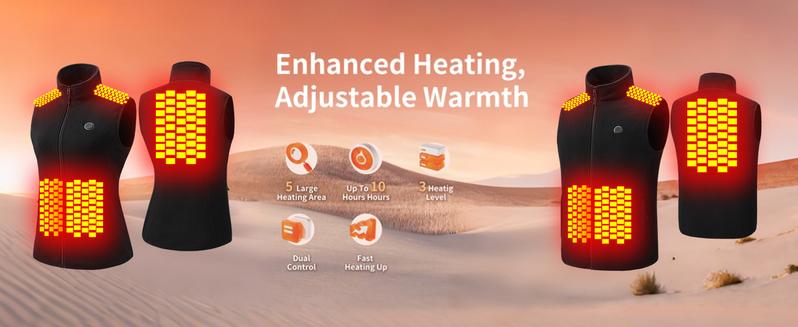 【Includes Power Bank】Norwell Heated Vest Fleece Vest Puffer Vest Women Sleeveless Zip Up Outerwear Stand Collar Quilted Vest Warm Winter Jackets Coats with Pocket