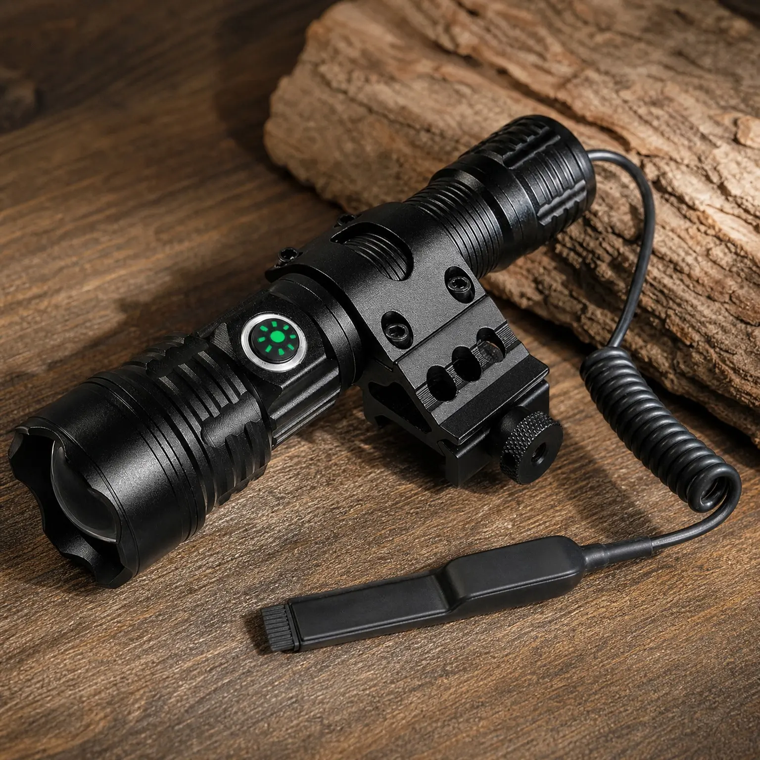 Tactical Flashlight 6000 Lumens Type-C USB Rechargeable Zoomable LED Waterproof with Pressure Switch Picatinny Rail LightGift