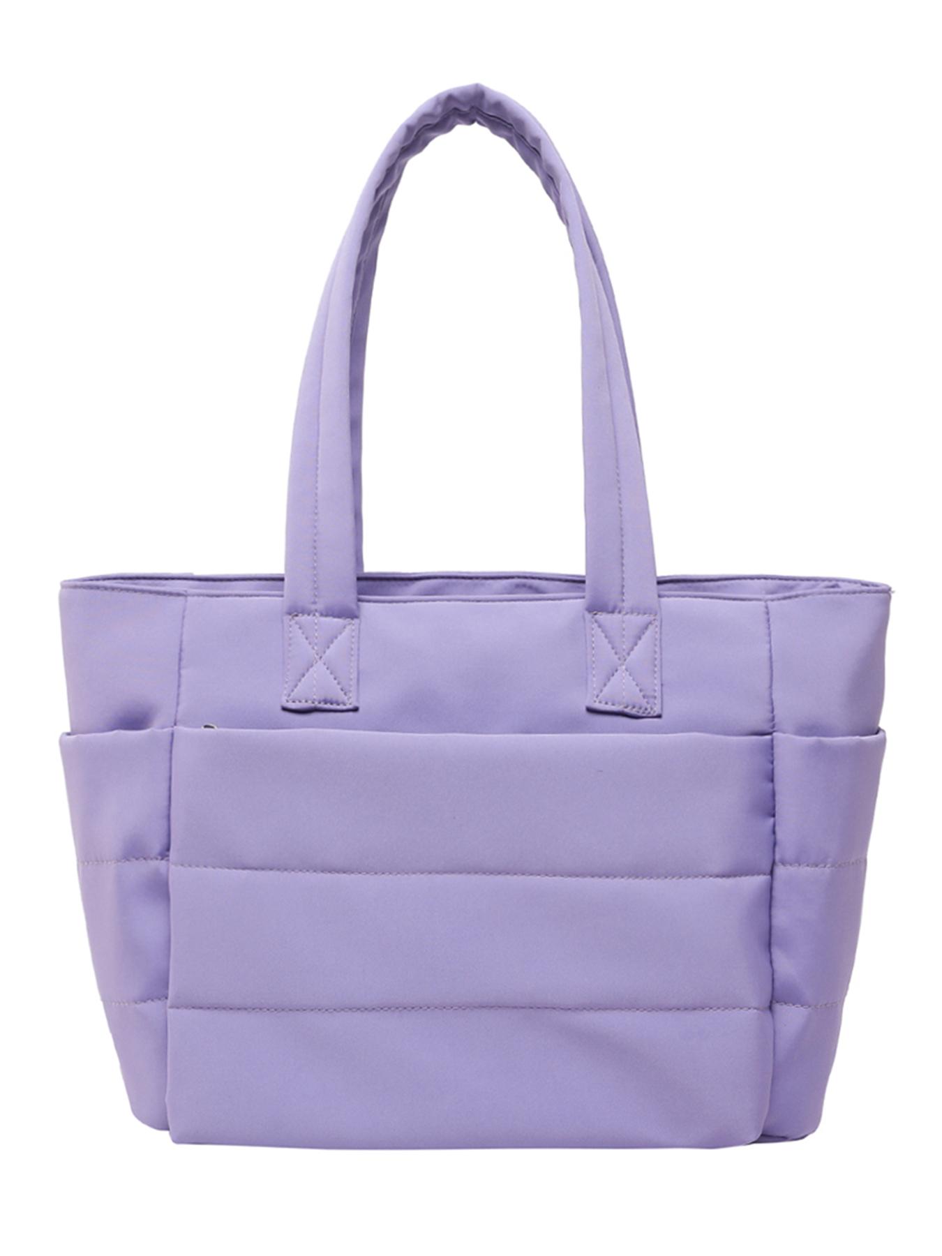 26 Valentine's Day Women's Solid Color Quilted Tote Bag, Lightweight Puffer Design Shoulder Bag for Travel & Work & Beach, Casual Trendy Versatile High-quality Daily Commuting Bag