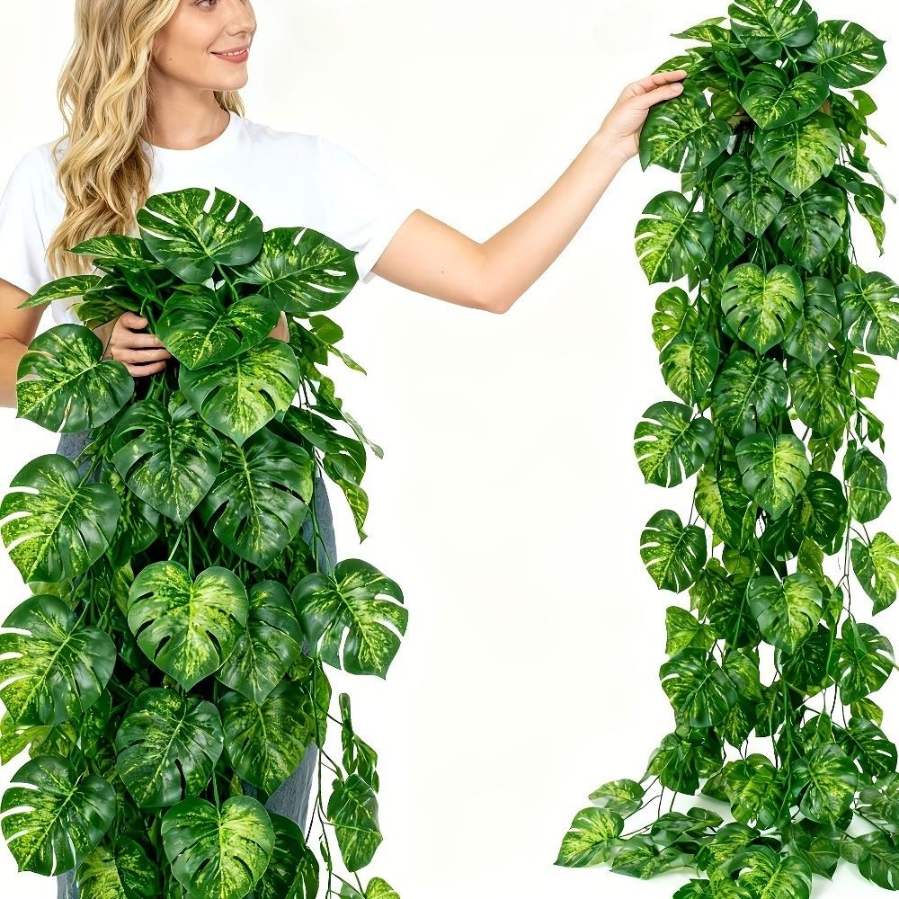 4Pcs Extra Long 6.84 meter - Artificial Turtleback Vine | Evergreen Vine with Lifelike Texture, Suitable for Christmas, Thanksgiving, Hanukkah, Plastic, Hanging Decoration