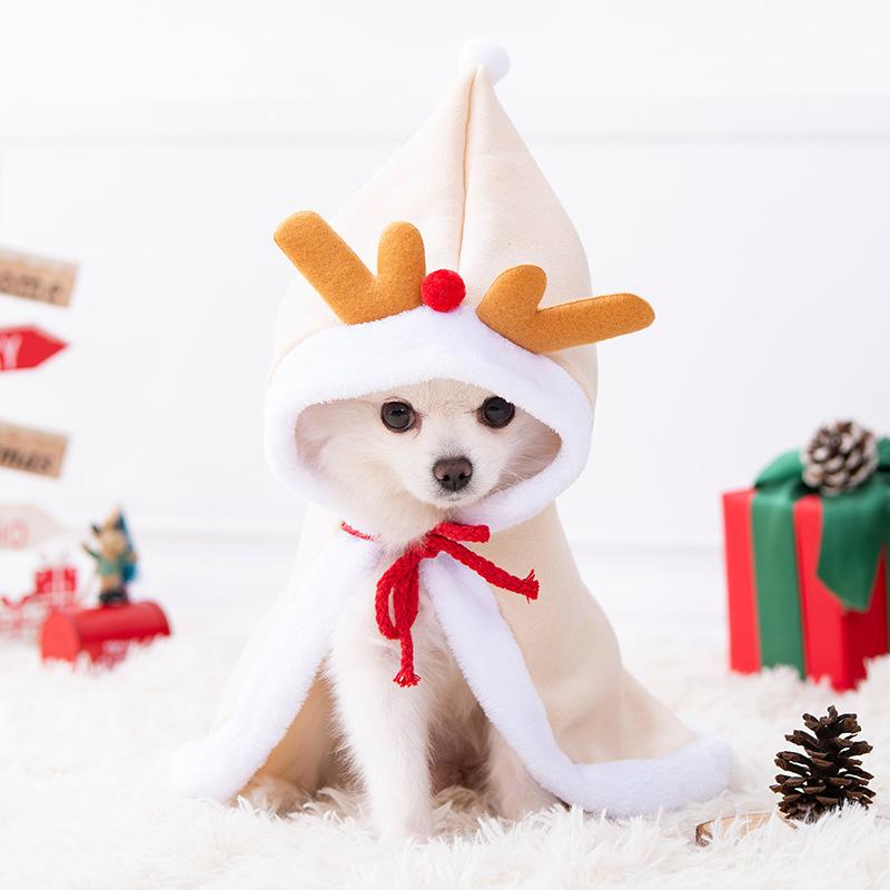Cat Christmas Cape Reindeer Cloak Autumn Winter Warm New Year Pet Clothes Dog Shawl