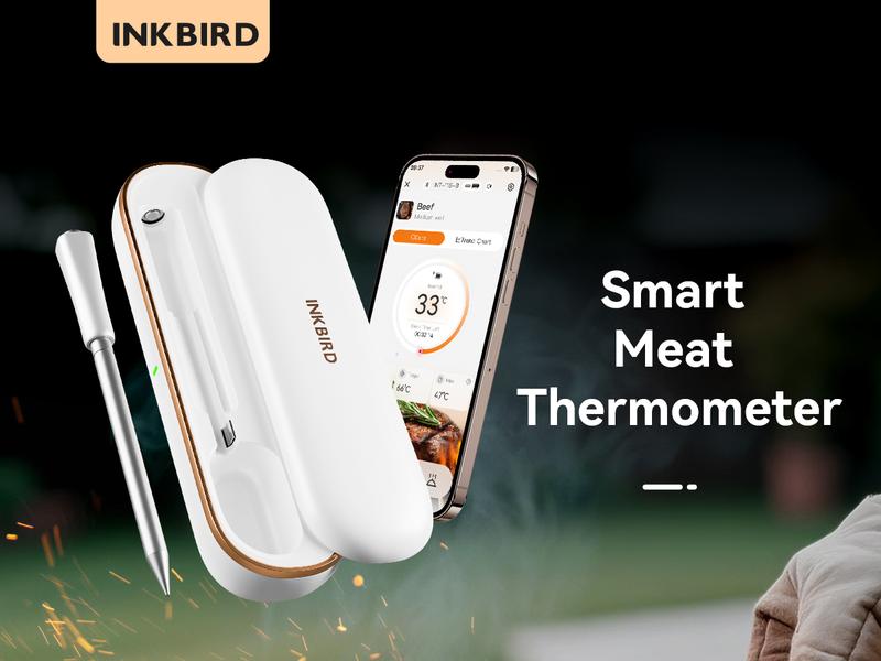 INKBIRD Multi-Sensor Bluetooth Thermometer with Probe Compatible with iOS and Android apps Ideal for outdoor grilling, smoking, rotisserie ovens, and rotisserie spits Precise temperature measurement