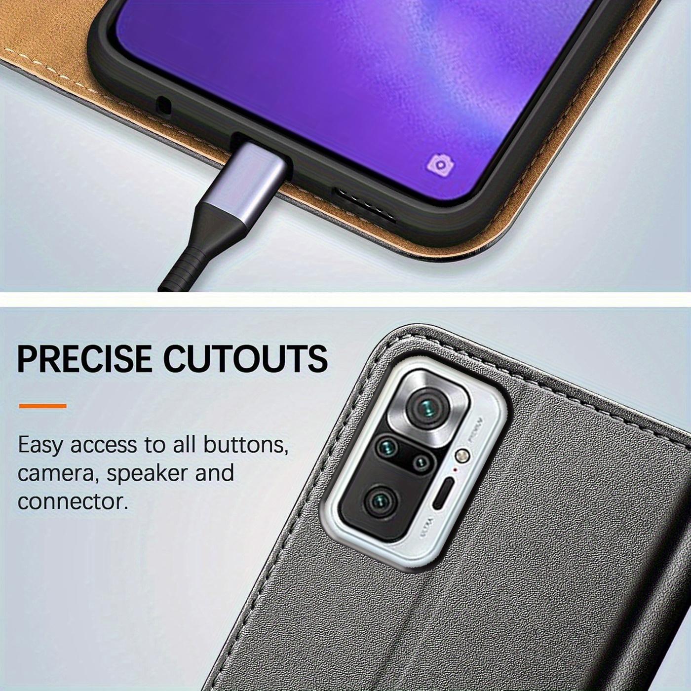 Mobile Phone Case For Xiaomi Redmi Note 10 Pro 4G / Redmi Note 10 Pro Max, With Kickstand PU Leather Card Slot Black Wallet Flip Protective Phone Case Cover