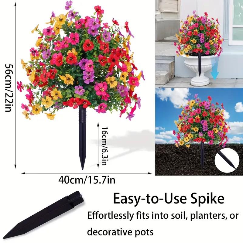 2 Bundles Artificial Violet Rose Bushes, Outdoor UV Resistant Waterproof Artificial Fake Flowers, Decorative Flowers, Garden Porch Patio Decor, Low Maintenance No Watering Needed #GLOBAL PICKS