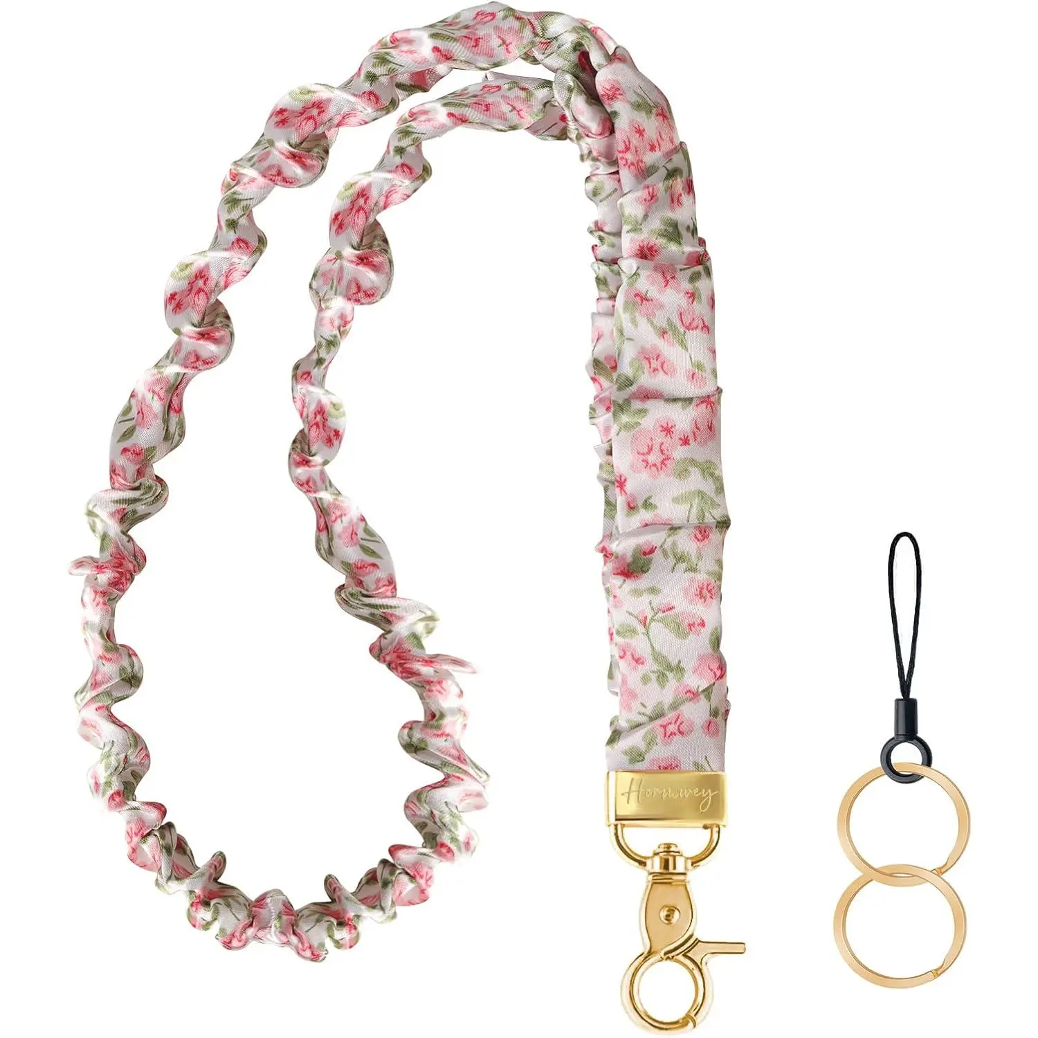Women's Retractable Synthetic Scrunchie Lanyard with Long Strap - Anti-Drop ID Badge Holder, Card Holder for Office Keys, ID Cards