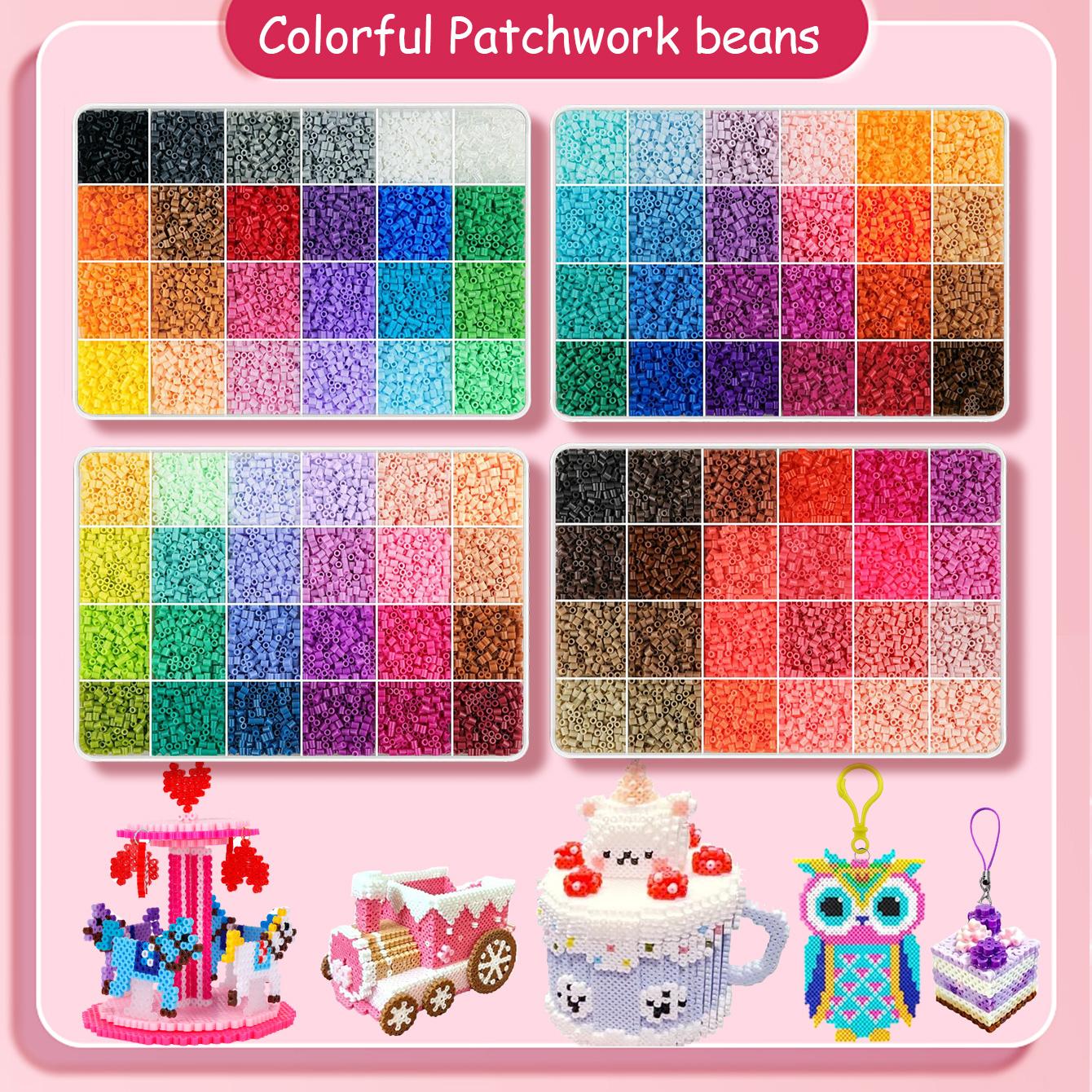 Fuse Beads Kit(including iron) , 3D Pixel Puzzle Melting Beads Set with Pegboards, Ironing Paper, Tweezers & DIY Accessories, Home School Arts & Crafts Kit for Girls, DIY Jewelry Accessories,Teacher appreciation gifts,Graduation party gifts