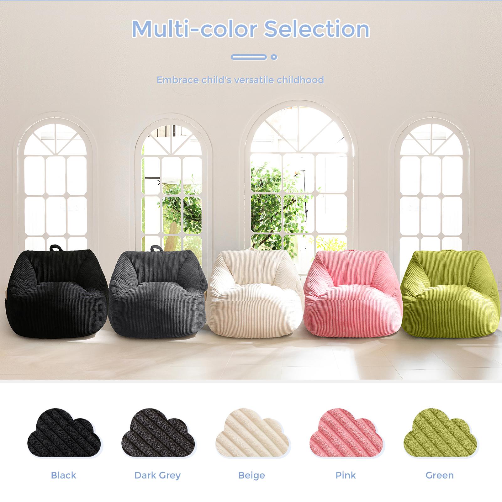[Cute Size] MAXYOYO Corduroy Bean Bag Chair with Handle & Pocket, Foam Filled Lounger for Living Room, Gaming & Dorms