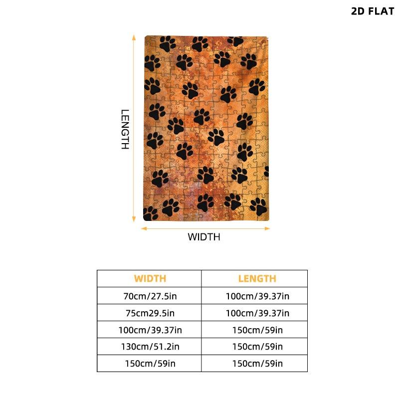 Paw Print Puzzle - Style Throw Blanket, Single - Sided Printed, Multiple Specifications Available, Warm Earthy Gradient Background, Playful Design for Pet Lovers, Ideal for Napping & Home Decor