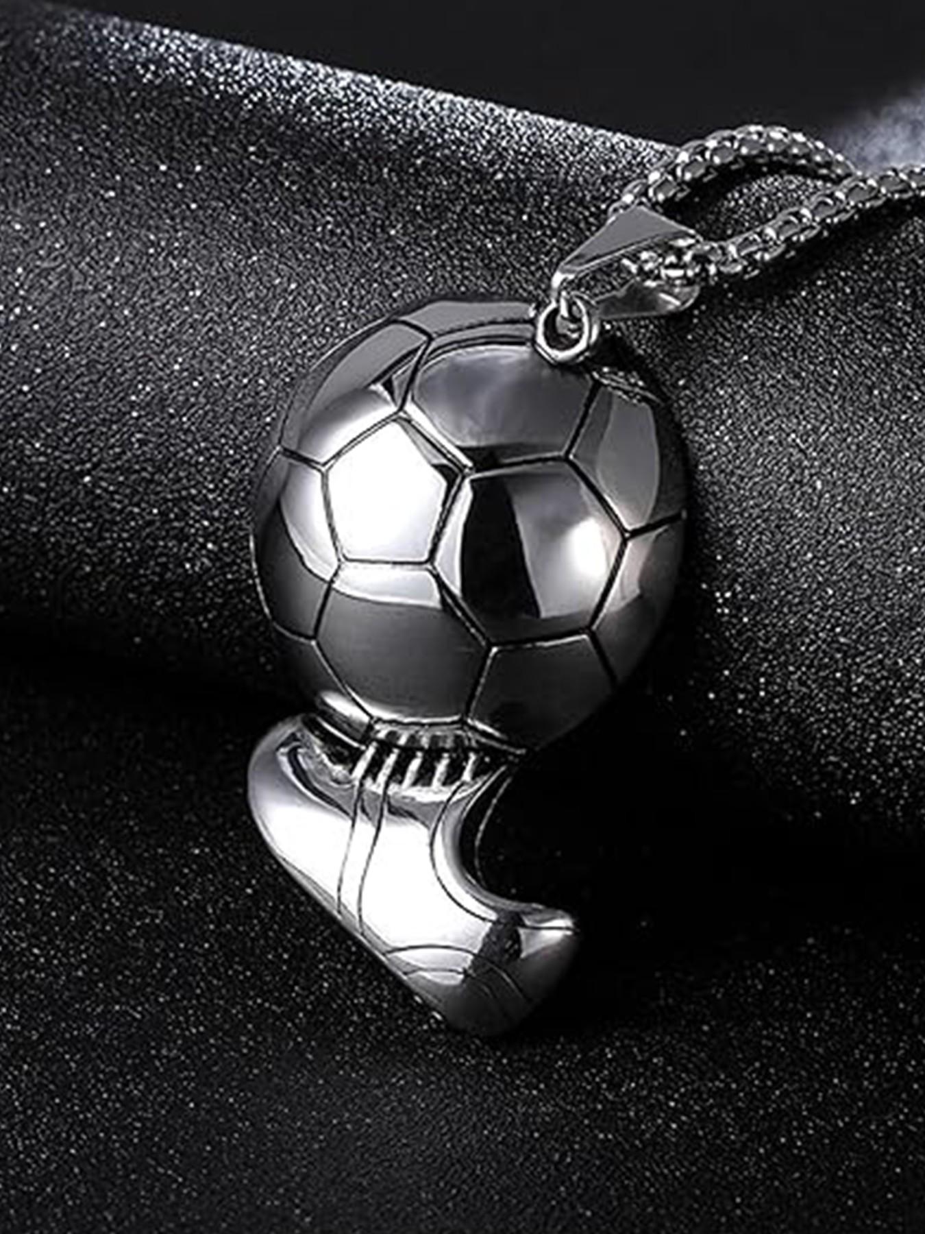 Spiritrain Soccer Ball Pendant Necklace, Stainless Steel Dainty Charm, 3D Soccer Sneaker Jewelry, Sports Lover Gift, Hip Hop Fashion