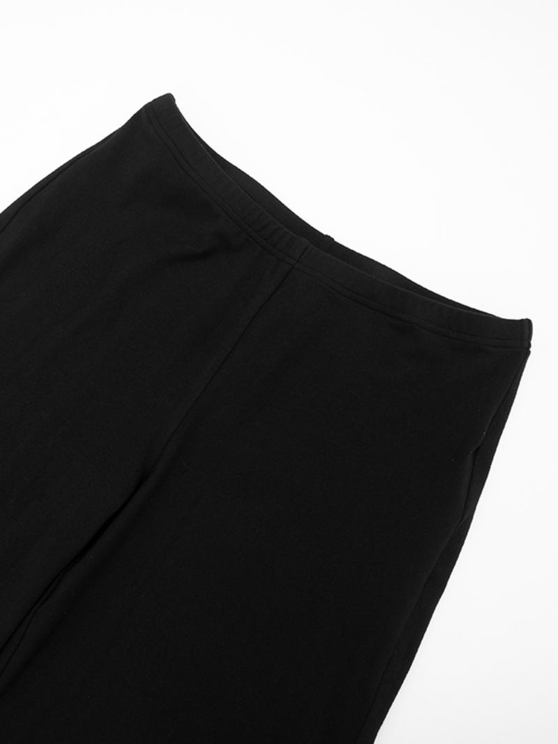 Women's Fashion Solid Color Casual Round Neck Flare Long Sleeve Top & Straight Leg Pants Set, Comfortable Muslim Spring Autumn,Business Casual Outfits