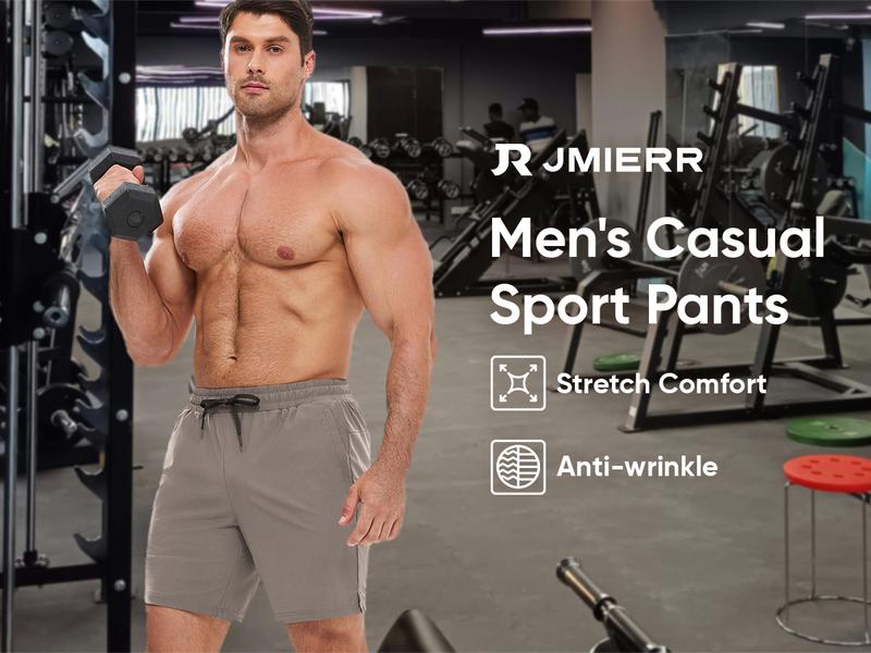 JMIERR Mens Athletic Shorts 4 Way Stretch Drawstring Shorts with Zipper Pockets,Quick Dry Gym Workout Breathable Shorts