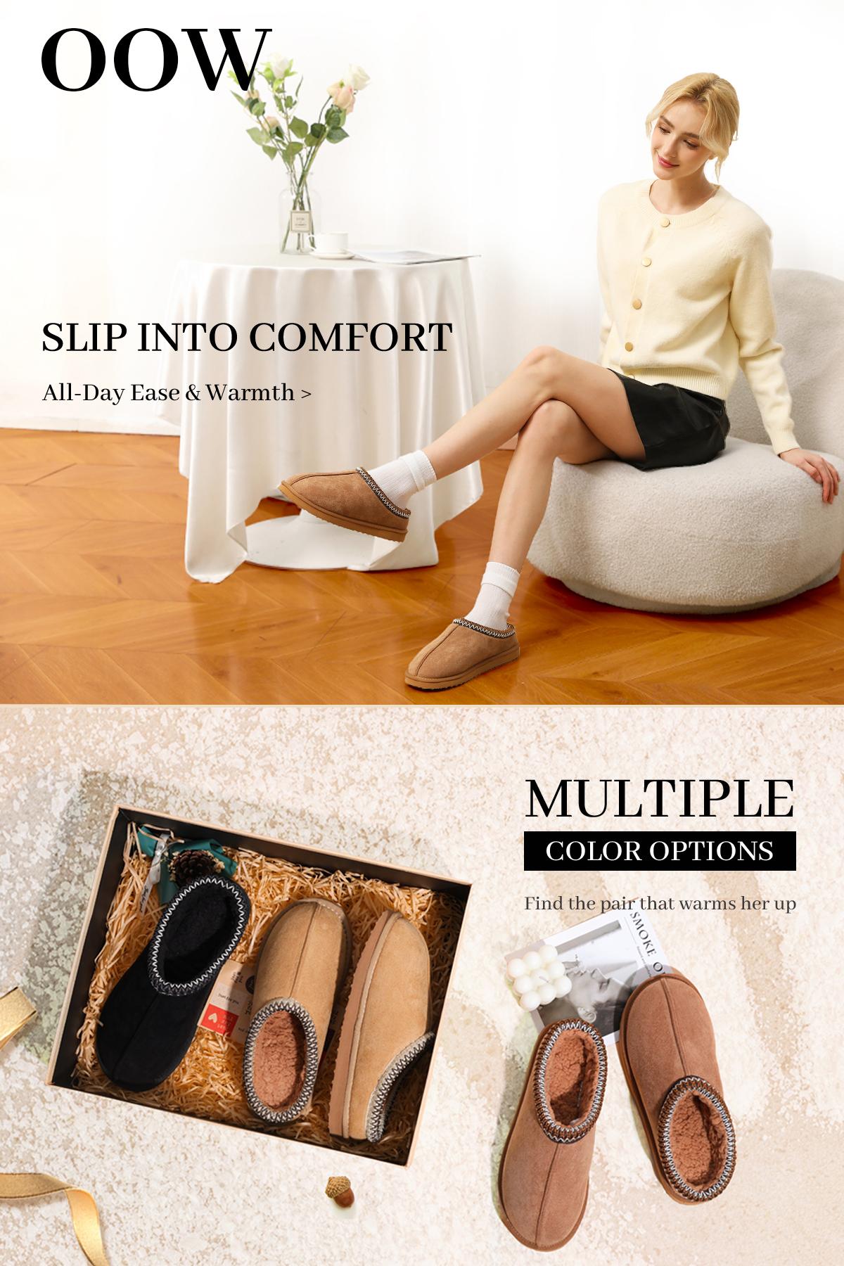 Women's Chestnut Fuzzy Cozy Short Ankle Suedette Slippers with Faux Fur Lining & Ultralight EVA Outsole for Indoor & Outdoor Use