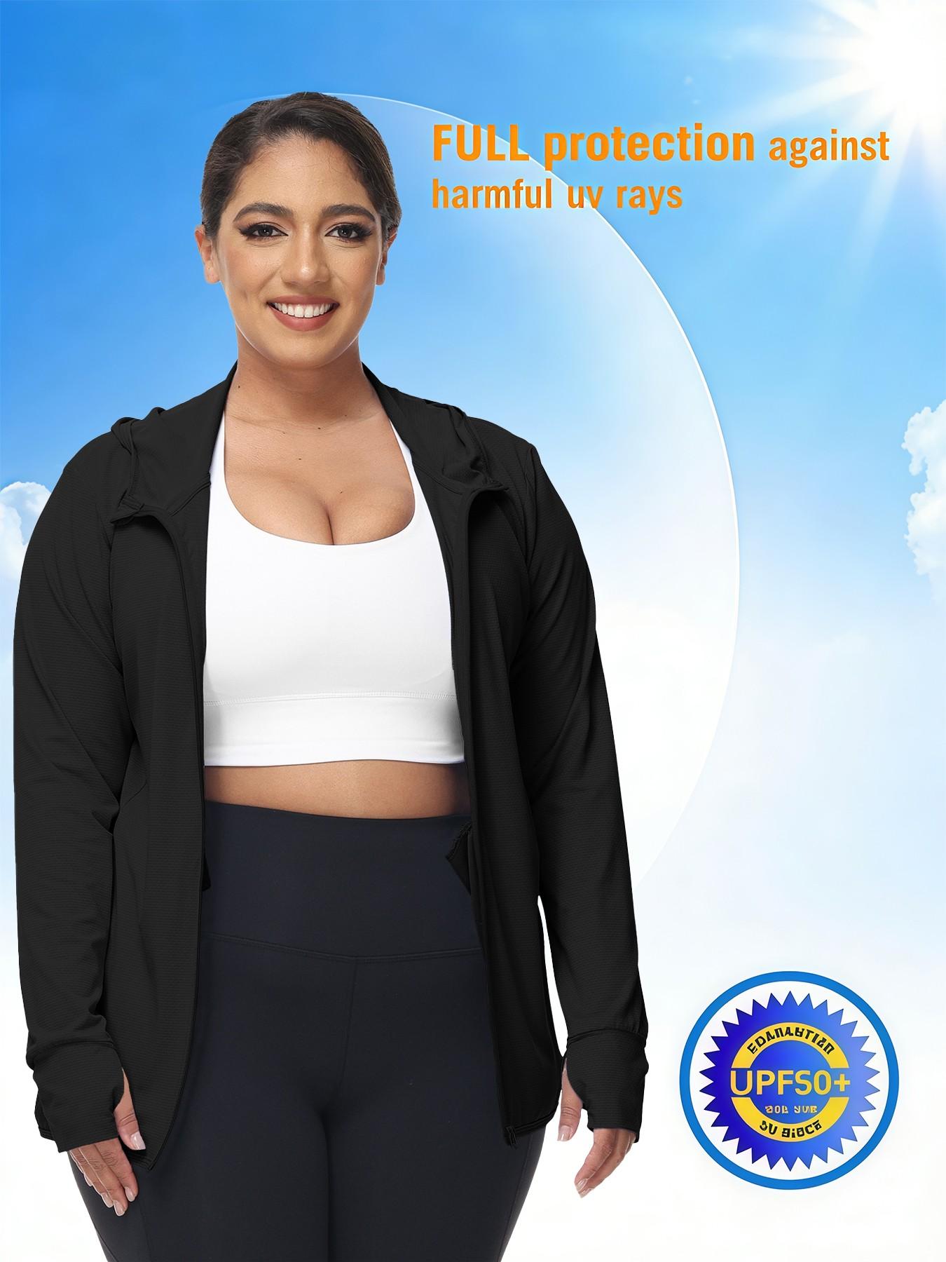 Summer Women's Upf50+ Ice Silk Sun Protection Jacket, Loose Fit Hooded Breathable UV Blocking, Running Yoga Outdoor Cycling Sport Coat, Workout Yoga Jacket, Sports Outerwear