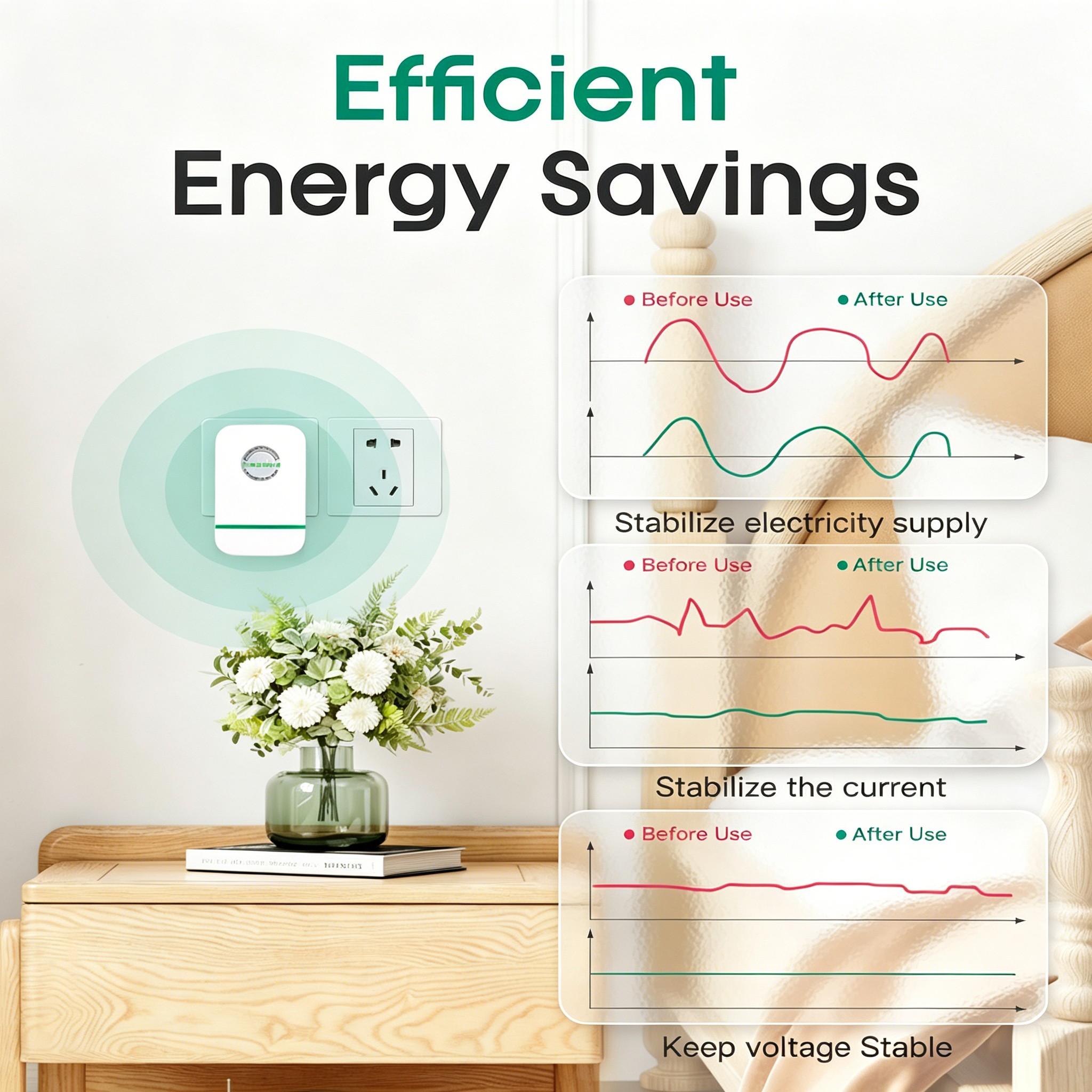 Smart Energy-Saving Plug, Universal Power Saver for Home and Office, Durable Voltage Stabilizer, Safe and Efficient Energy Conservation Device