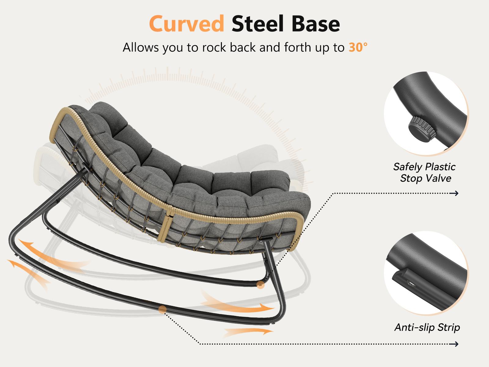UDPATIO Outdoor Rocking Chair with Oversized Cushion Indoor/Outdoor Lounge Rocker for Greenish Garden Luxury Lounge Relax Leisure LivingRoom Furniture SpringGardening UDPATIO Outdoor Rocking Chair with Oversized Cushion Indoor/Outdoor Lounge Rocker for Greenish Garden Luxury Lounge Relax Leisure LivingRoom Furniture SpringGardening