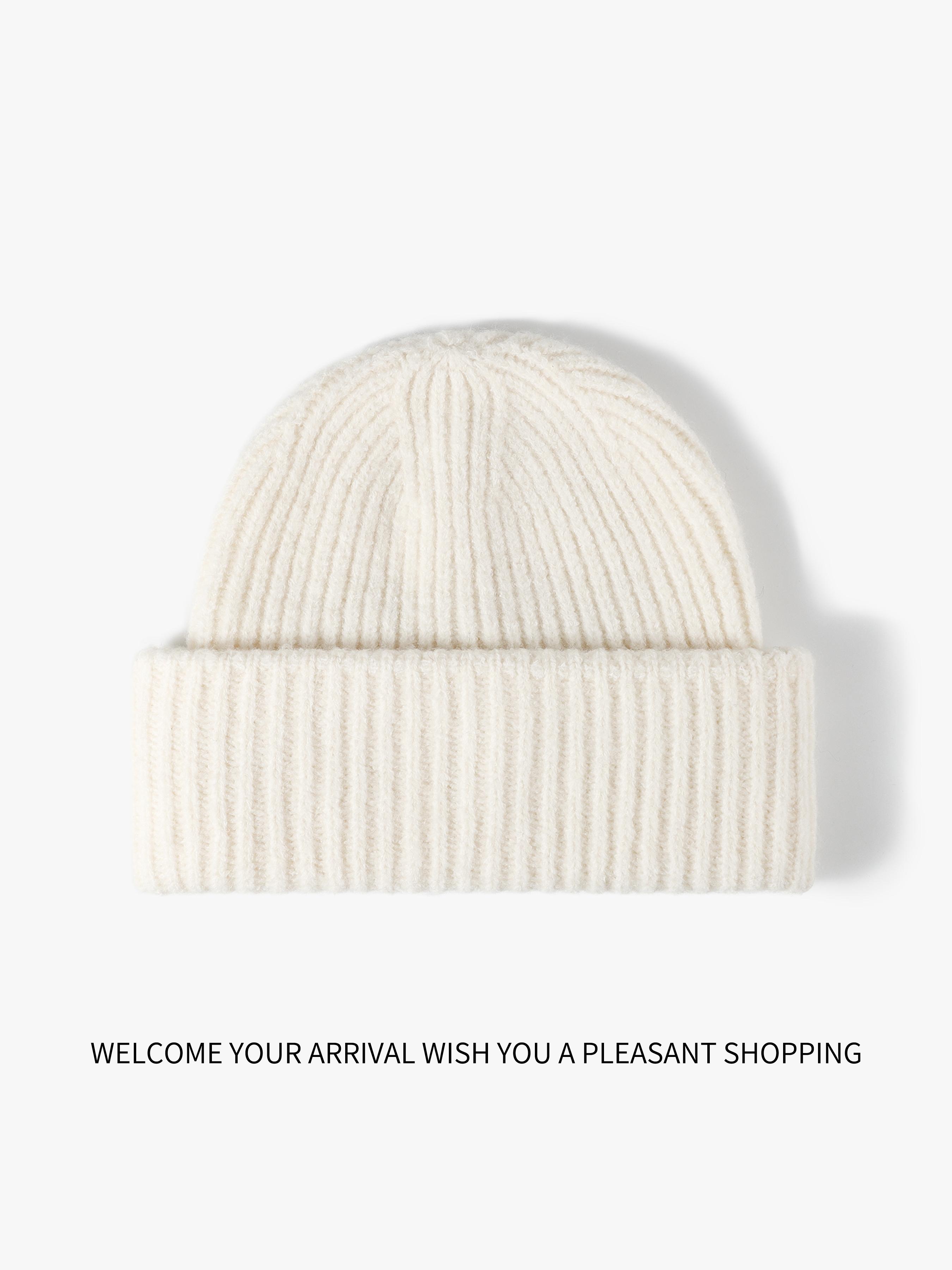Women's Knitted Wool Hat, Simple Solid Color Design, Warm Windproof Function, Knit Material, Daily Wear, Autumn Winter Fashion, Knitting Beanie