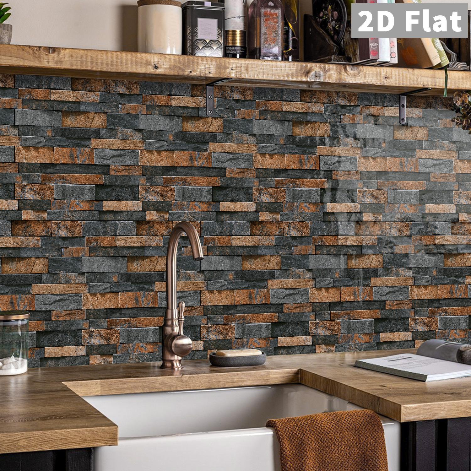 8/16pcs Brick Pattern Marble Backsplash Peel & Stick Wallpaper - Waterproof, Oil-Resistant,Ideal Choice For Kitchen And Bathroom Splash Proof Panels Peel And Stick Wallpaper Designs