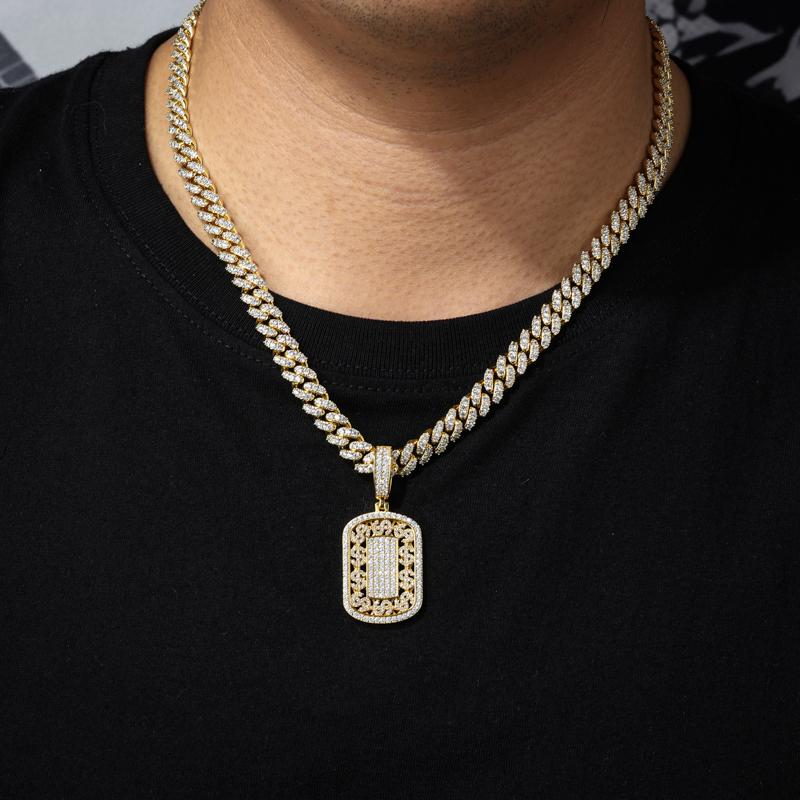 【#P677】 US Dollar Symbol Tag Pendant UCCIYO S925 Sterling Silver Synthetic Moissanite Pendant Necklace for Women Men Hip Hop Jewelry Gift