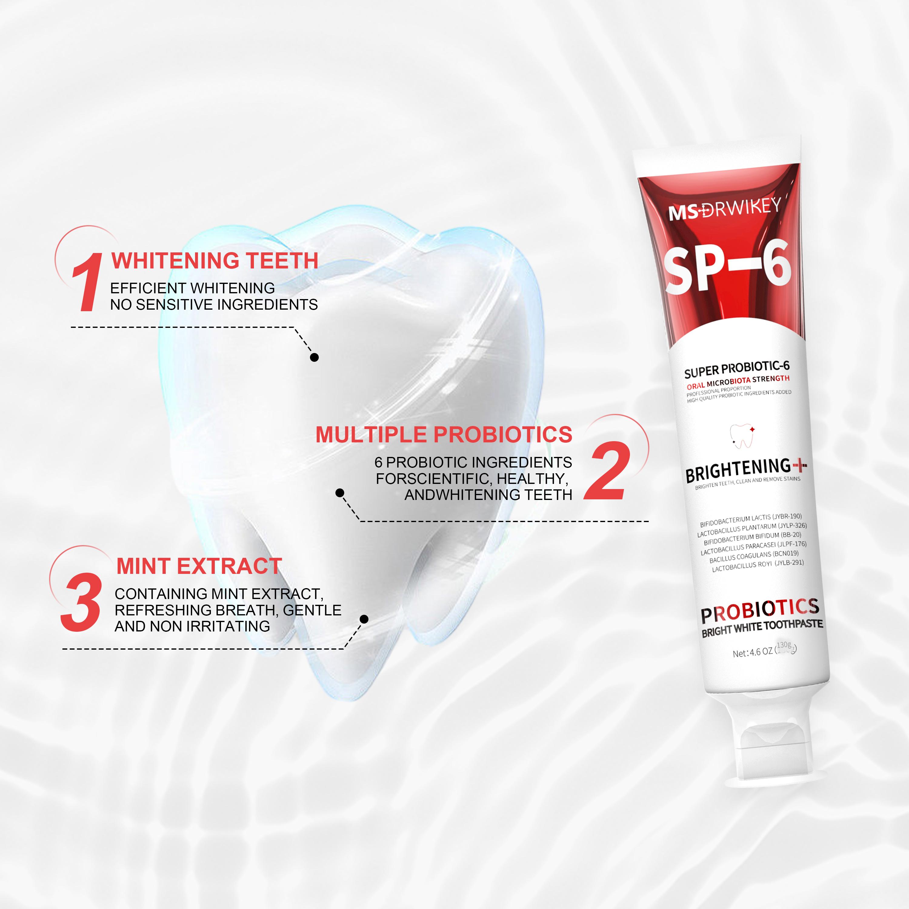 MSDRWIKEY SP-6 Probiotic Whitening Fresh Breath Toothpaste Set - 130g x 3 | Oral Care, Long-Lasting Freshness,Gift Ideas