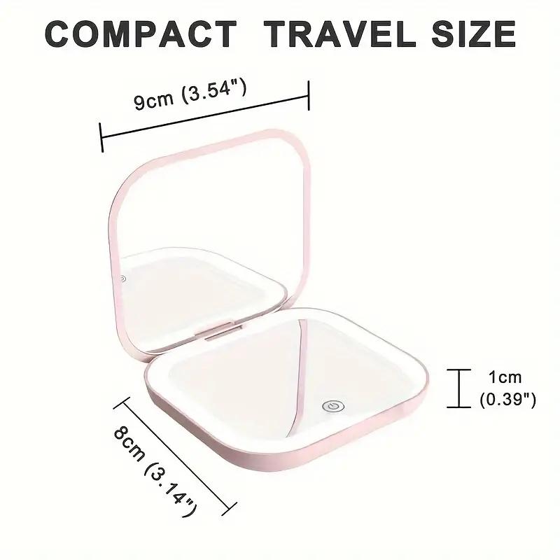 Portable LED Travel Cosmetic Mirror, 1 Count Rechargeable Luminous Compact Cosmetic Mirror, Lighted Makeup Mirror, Double-sided Pocket Mirror for Women & Girls