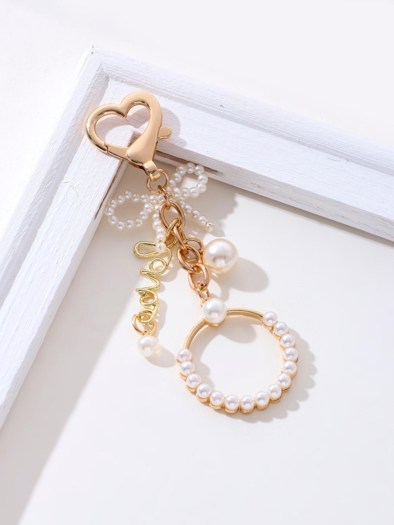 Pearly Butterfly Heart Love Keychain, Romantic Wedding Gift, Sweet and Gentle Style, Car Bag Pendant, Memorial Souvenir