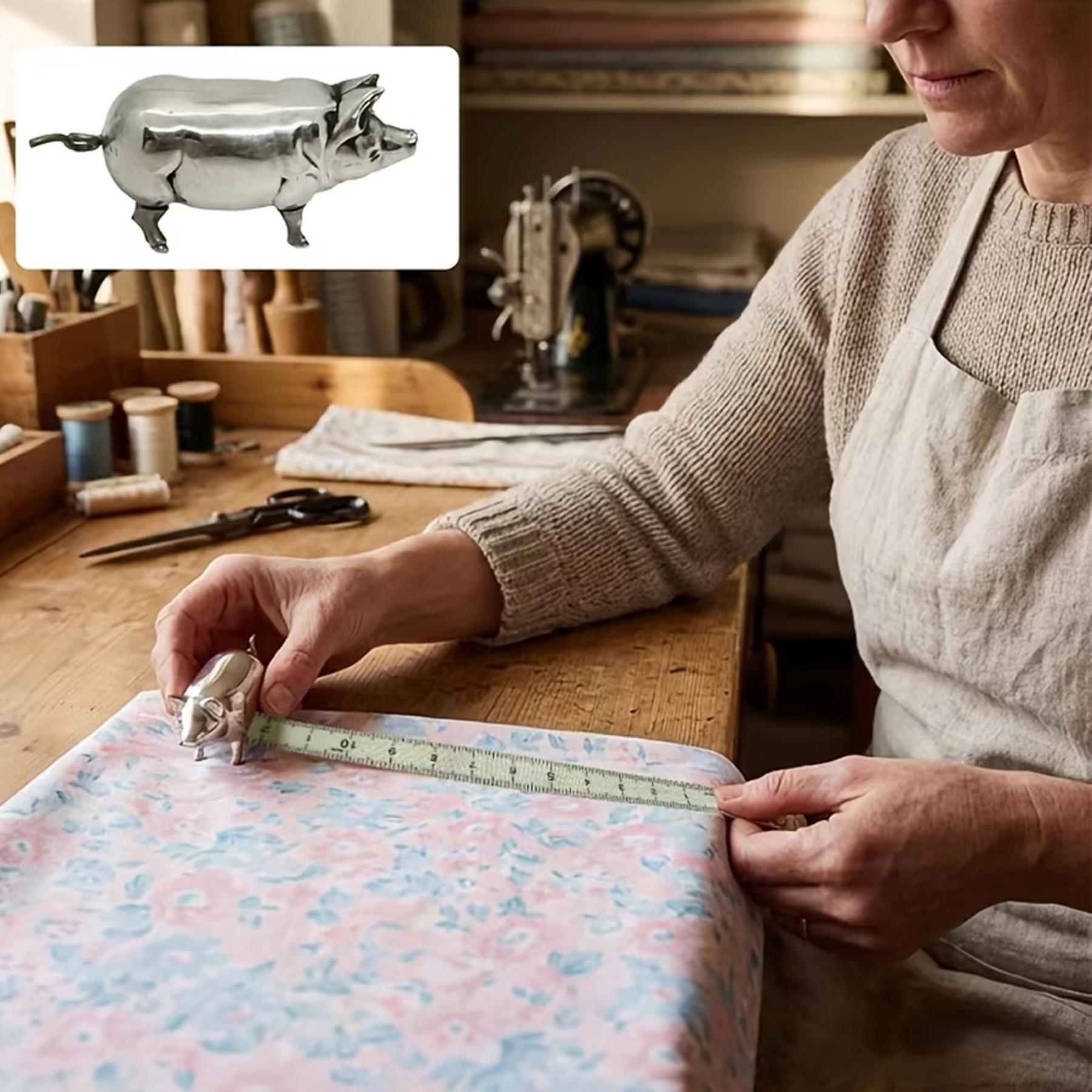 Antique-Style Miniature Pig Measuring Tape, Retro Metal Soft Tape Measure, Cute Sewing Tool for Quilting & Handicrafts, Unique Gift for Quilters
