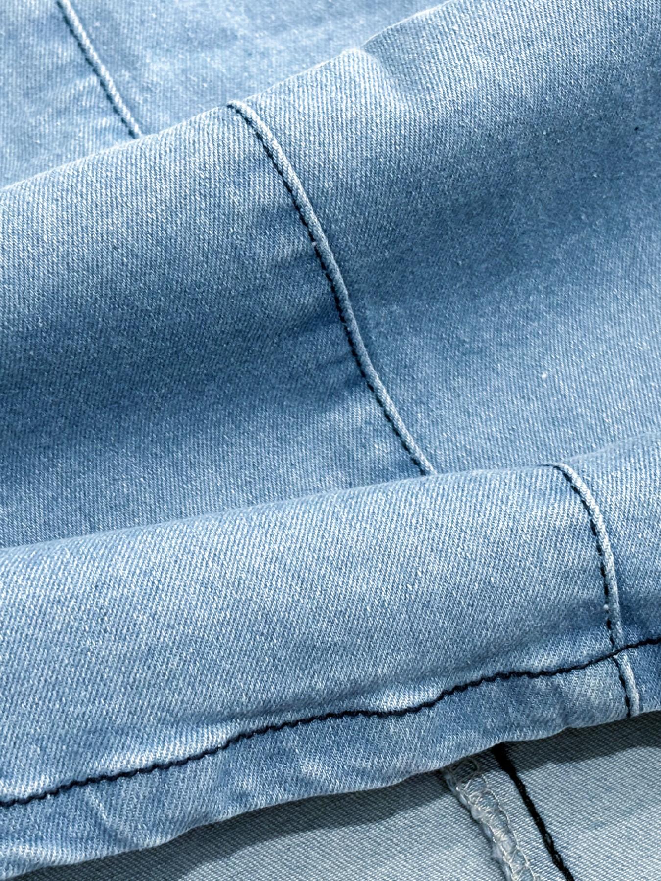 Women's High-Waisted Denim Skirt, Basic Spring & Fall Casual Style, Fitted Design, Solid Color, Long Umbrella Cut, Perfect for Daily Wear