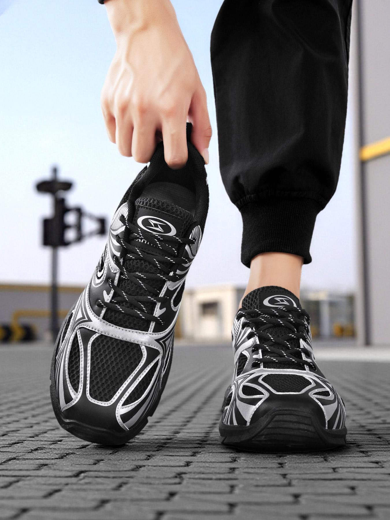 Men's Retro Streamline Outdoor Running Shoes Leather Mesh Splicing Streamline Design Non-Slip Breathable Comfortable for Street Activities Jogging Gym City Walking