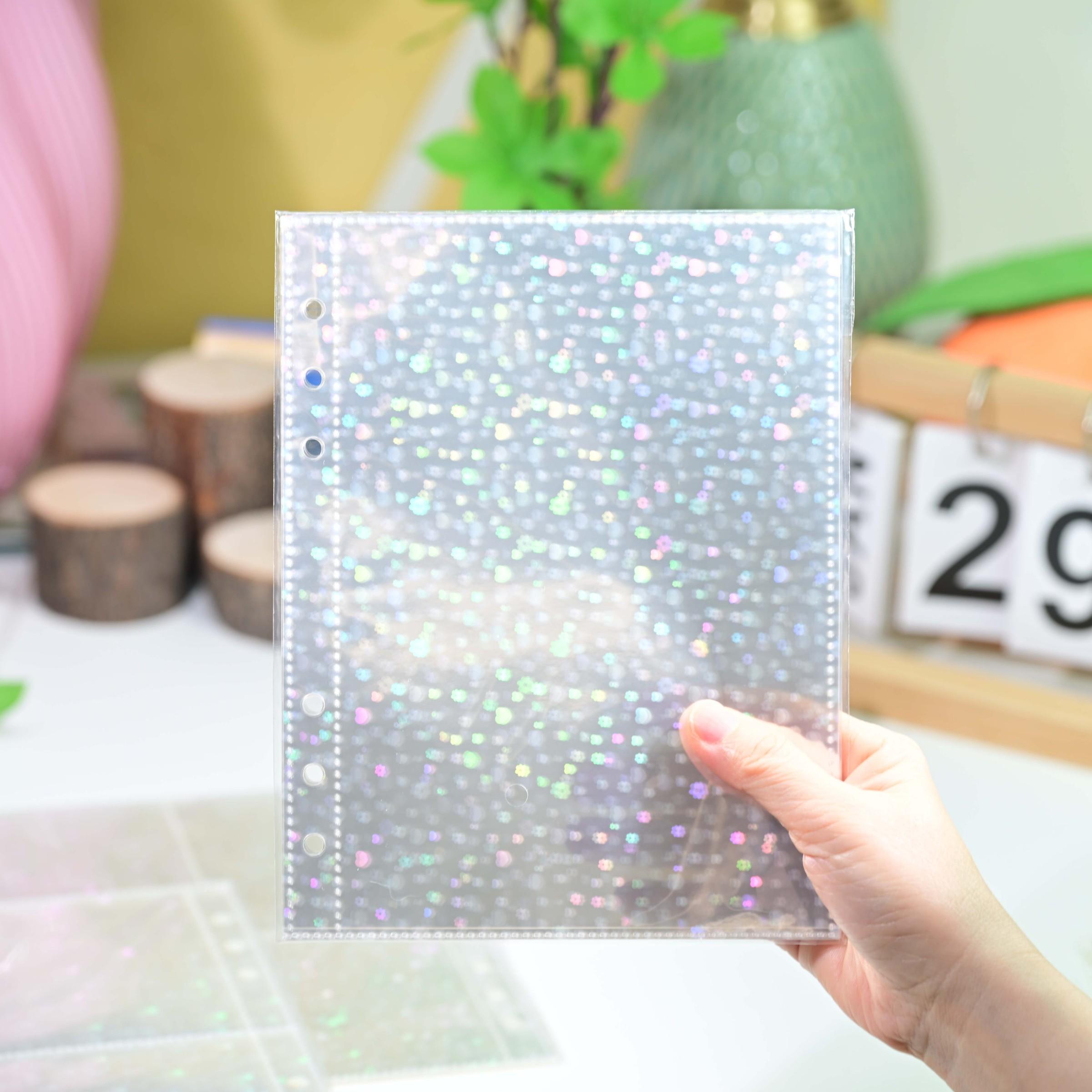 10pcs A5 Laser Transparent PP Photo Album Inserts, 6-Hole Ring Binder Pockets, 1 Slot/2 Slots, Photo Storage, Office Supplies Accessories