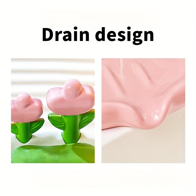 Portable Plastic Flower Soap Dish No Drilling Required Draining Home Bathroom Hotel Sink Soap Container